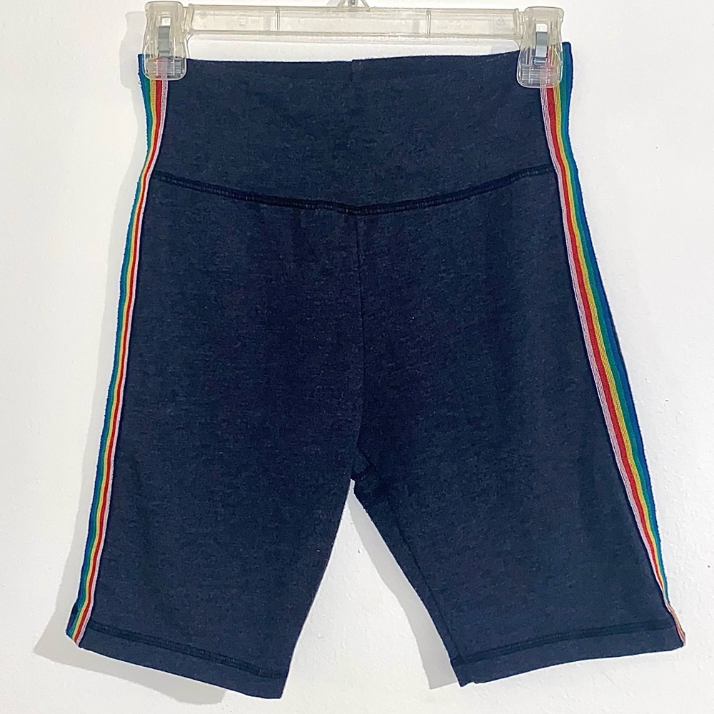 Sundry Navy Biker Shorts with Rainbow Stripe (Sz 1/S)